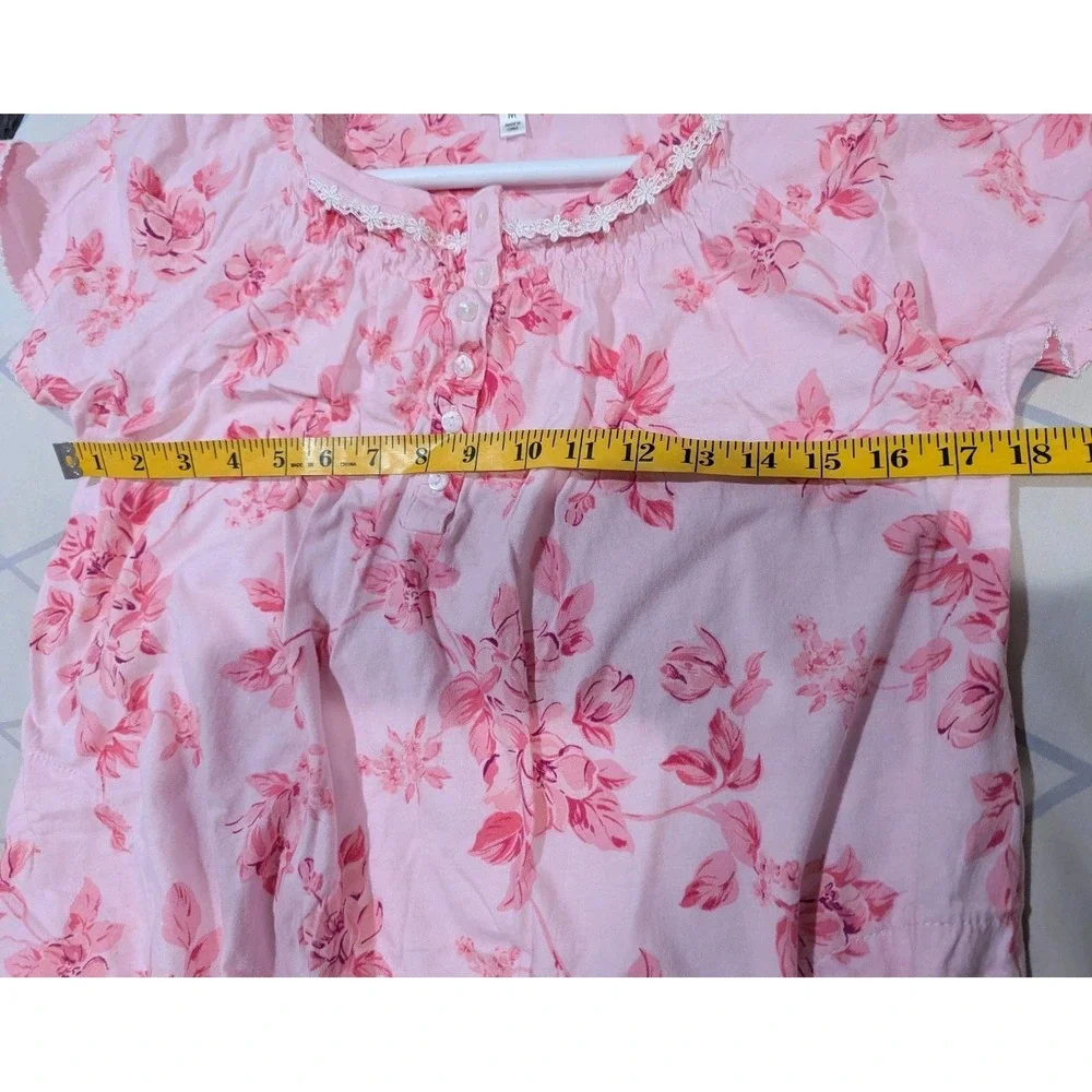 Aria Nightgown 100% Cotton Women's Scoop Neck Pockets Pink Cottage Core